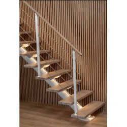 Прямая внутренняя лестница из металла и дерева для верхнего этажа, современный дизайн Linea SteelWood